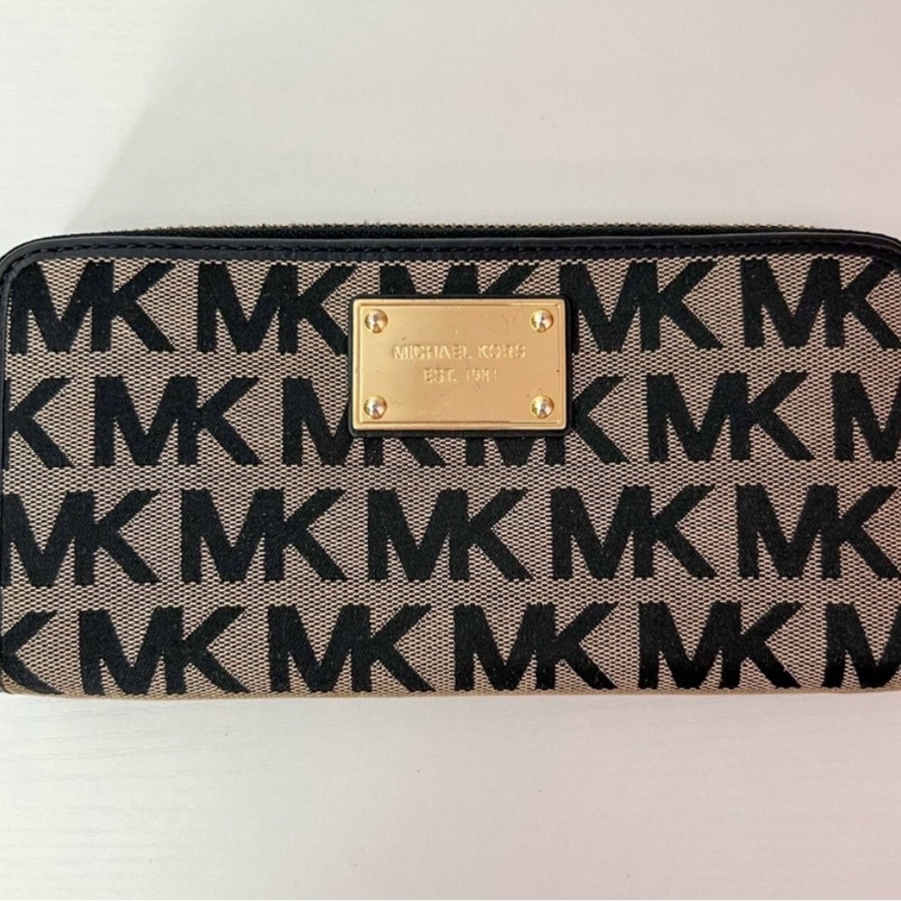 Michael Kors Black and Beige Logo Wallet